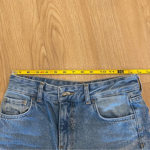 BERSHKA Glitter Rhinestone jeans size 2 - Picture 5 of 7